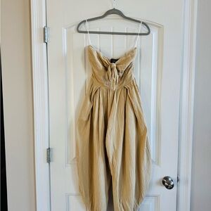 Aakaa Beige Strapless Jumpsuit